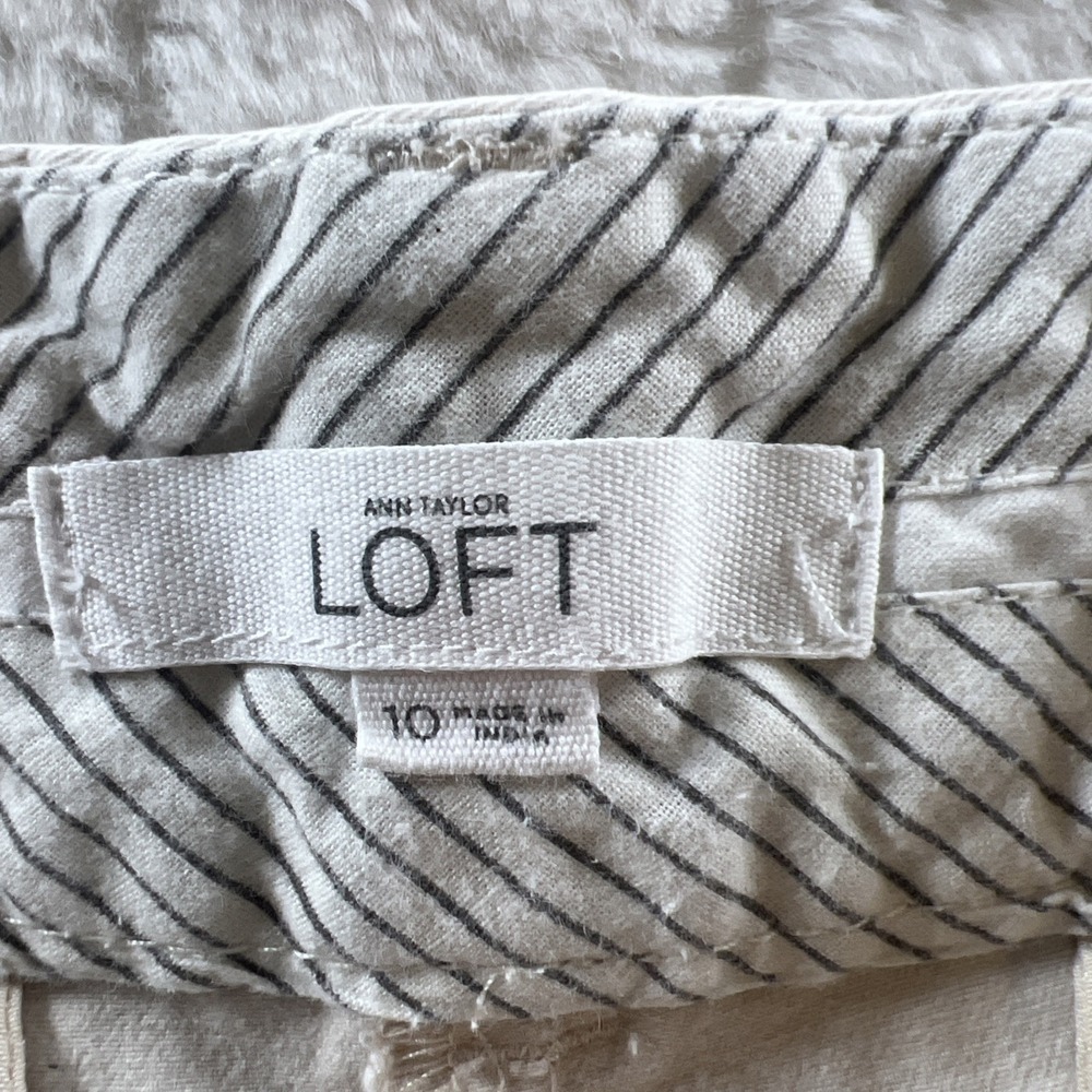 LOFT The Riviera Short Womens 10 Tan Stone Cotton Flat Front Slash Pocket - Picture 3 of 7